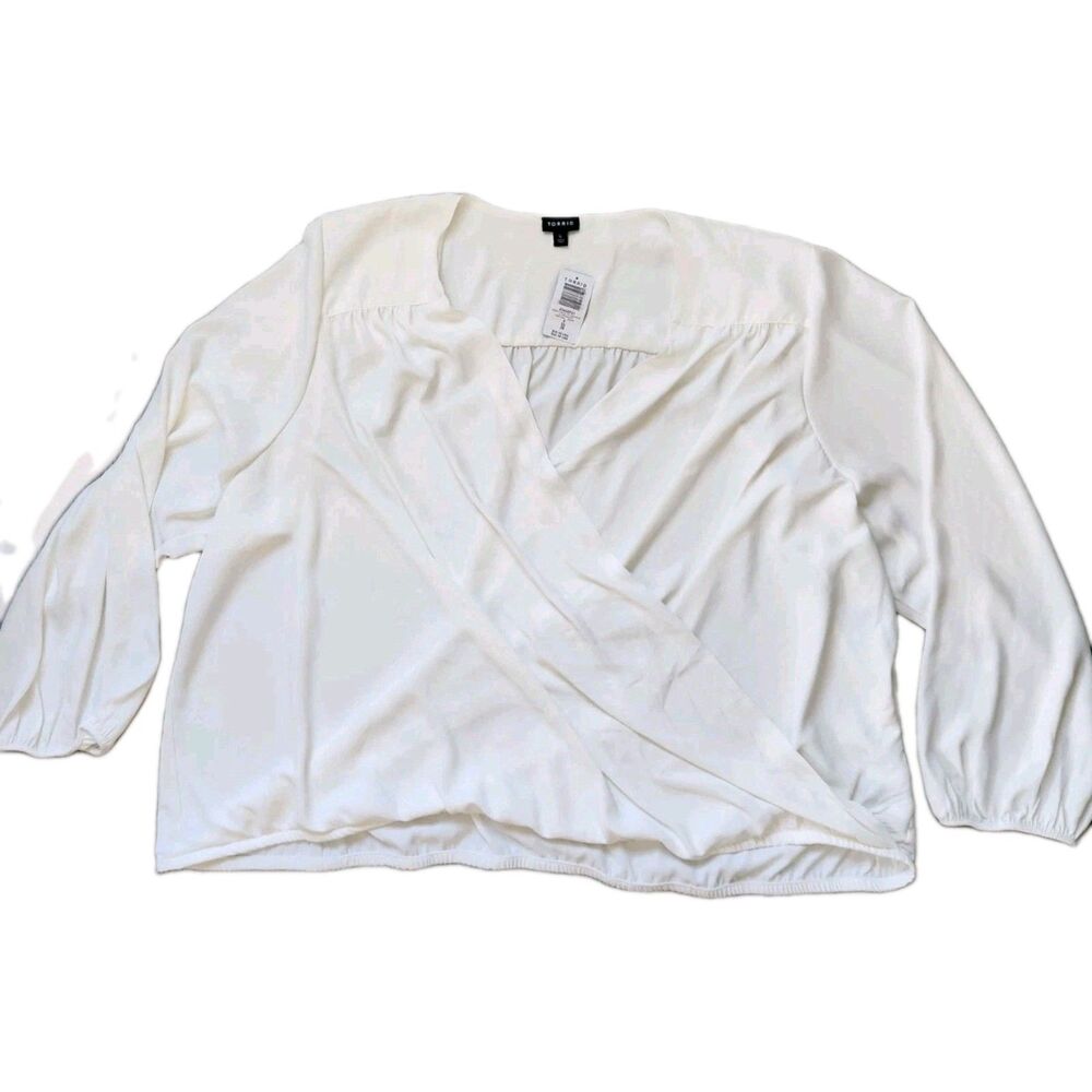NWT Torrid White Georgette Surplice Blouse V Neck Balloon Sleeve Flowy Sz 5X